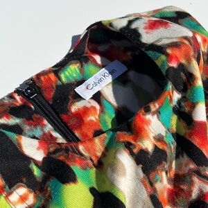 Calvin Klein Vibrant Floral Print Dress - Black, Red, Green, Yellow, White